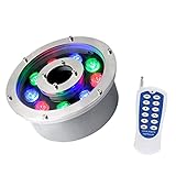 Tauchfähige LED-Poolbeleuchtung – mit ferngesteuertem wasserdichtem Unterwasserlicht, 12 V/24 V Unterwasserbeleuchtung für Schwimmbäder, RGB-Farbwechsel, IP68, wasserdichtes LED-Ringbrunnenlicht