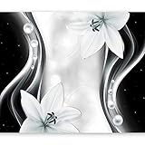 Fototapete murando Blumen Lilien 350x256 cm Vlies Tapeten Wandtapete XXL Moderne Wanddeko Design Wand Dekoration Wohnzimmer Schlafzimmer Büro Flur schwarz weiß grau Ornament Abstrakt b-A-0246-a-c