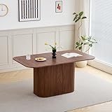 GrandCA HOME Rechteckiger Esstisch mit Abgerundeten Ecken, Moderner Küchentisch aus Holz, 160 cm, Rechteckiger Holzfuß, Große MDF-Arbeitsplatte, für 4–8 Personen, Dunkle Holzmaserung