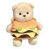 Burger Bear Plüschpuppe - süßer Cartoon Stofftiere Spielzeug -Rucksack, weicher entzückender Schultergurtbeutel | Mode tragbare Kleiderplüschbär für Kinder Mädchen, schöne Kuschel Spielen Hugga