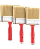 Bates- Deck-Beizpinsel-Set, 10,2 cm, 12,7 cm und 15,2 cm, Fleckenpinsel für Holz, Deckfleckenapplikator, Deckpinsel, breiter Pinsel, 3 Stück, wie RASD003B325 mit weichem Griff, roter Griff