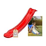 h2i Kinder Rutsche | Kinderrutsche für Garten | Anbaurutsche Outdoor | Gartenrutsche für Spielturm & Klettergerüst | stabile & wetterfeste Rutsche | Rot