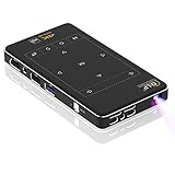 QIAOLET Mini Beamer,Tragbarer Smart DLP Projektor mit Akku und Lautsprecher,Android OS 9.0,unterstützt 5G WiFi und Bluetooth,Outdoor Projector Kompatibel mit Smartphone,Computern,TV-Sticks,USB/HDMI