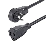 StarTech.com Verlängerungskabel, 1 m, 360° drehbar, Flachstecker-Verlängerungskabel, NEMA 5-15P auf NEMA 5-15R, 16 AWG, 125 V/13 A, Verlängerungskabel