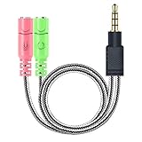 MillSO Kopfhörer Adapter (Nicht für Zwei Kopfhörer), 3.5mm Audio Klinke Y Kabel (3.5mm Stereo Stecker auf 2X 3,5mm Buchse) für PC Gaming Headset, TRS Mikrofon, PS4, Xbox One, Smartphones und Laptop