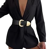 WHIPPY Damen Breiter Gürtel Taillengürtel Stretch für Kleid Elastischer Gürtel Hüftgürtel für Damen Goldener Schnalle, schwarz 35'
