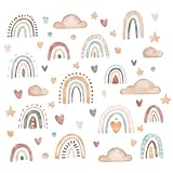 Regenbogen Wandsticker, mit Herzen Wandaufkleber, Boho Wandtattoo, Wandtattoo für das Kinderzimmer, Herzen Kinderzimmer Wandaufkleber Babyzimmer Wanddeko