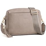 Roulens Damen Handy Umhängetasche,Veganem Leder Crossbody Schultertasche,Breiter Riemen Abendtasche mit drei Reißverschlussfächern Handtaschemit mit Kartenschlitz Verstellbar Abnehmbar Schultergurt