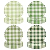 HFBOBP 48 Stück Salbeigrün Farbverlauf Pappteller,gewellter Rand Partyteller Partyset Süße Party,4 Designs für Teeparty Geburtstag Brautparty, Babyparty