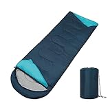 Paco Home Schlafsack Outdoor Waschbar Atmungsaktiv Erwachsene Kinder Sommer Winter Deckenschlafsack Camping Reisen, Farbe:Dunkelblau-Hellblau, Größe:220x70x6cm