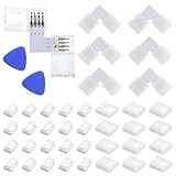 LED Strip Verbinder 4 Polig, 40 Stück LED Streifen Verbinder Lötfreier Anschluss L Form Adapter für 8mm 2835 RGB Strips