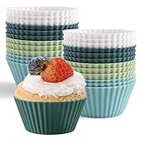 Silikon Muffinförmchen, 24 Stück Muffinform Silikon, Mini Muffins Backform Wiederverwendbarer Backförmchen für Familie DIY Backen Kuchen Eincreme und Pudding