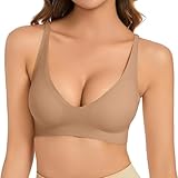 BH Damen Push up - V-Ausschnitt Bralette Starker Halt Seamless Gepolstert Bustier Ohne Bügel Kabellose Minimizer BHS Skiny Bra Atmungsaktiv Unterwäsche Büstier Büstenhalter Damenbh