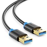 deleyCON 1,5m USB 3.0 Super Speed Kabel - USB A-Stecker zu USB A-Stecker - Übertragungsraten bis zu 5 Gbit/s - Schwarz/Blau