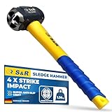 S&R Vorschlaghammer mit Kreuzmusterkopf - 2-Komponenten-Glasfasergriff | wärmebehandelt, C50-hochkohlenstoffstahl | 38-48-HRC | Abbruchhammer, Abbrucharbeit | Gewicht 1,36kg
