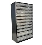 raaco Kleinteilemagazin C12-40, 36 kg Last,15 x 30,6 x 55,2 cm,40 Schubladen, beschichteter Stahl, geeignet für Wandmontage, Schraubenregal mit Sortierboxen für Kleinteile für Werkstatt Ordnungssystem