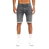 JEEL Herren Kurze Hosen - Slim-Fit Jeans-Shorts - 5-Pocket-Style - Stretch Herren-Shorts - Kurze Hose für Männer - Basic Washed - 4-Grau - 36W