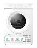 Comfee Wärmepumpentrockner, 8kg, Energieklasse D mit Wärmepumpentechnologie, UV-Licht für hygienische Reinheit, Auffrischen, LED-Display,Schnelltrocknen,CD08EHP05W,Weiß [Energieklasse D]