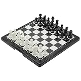 Magnetischer Schachsatz - PP+ Zinnplattenfaltbares Holzschach -Set mit Speicherfach | Schachbrett Set Classic Game | Reisemagnetschach ideal für Lernen, Strategiespiel und tragbares Spaß