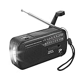 LogiLink Notfall Radio mit 3 Lademöglichkeiten: Dynamo-Handkurbel, Solarpanel und USB, mit integrierter Taschenlampe