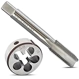 5/20.3 cm-18 UNF Gewindebohrer und Schneideisen-Set, 5/8-18 Gewindeschneider-Set, HSS 6542 Maschine rechts 5/8 x 18 UNF Gewindebohrer und runde Schneideisen, verbesserter Gewindekopf, Gewindekopf