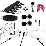 SM Bondage Set mit Handschellen Fussfesseln Augenbinde und Nacken Fesseln Einstellbares SM Fesselspielzeug für Erwachsene und Paare Extremes Sexspielzeug für Frauen (Black)