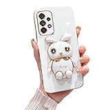 TTVV Miagon Kaninchen Ständer Hülle für Samsung Galaxy A32 4G,Cute Mädchen Dünn Galvanisierte Schutzhülle Weiches Case Bumper mit Hase Halter Kickständer