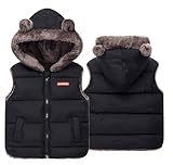 Adigau Kinder Jungen Mädchen Armellose Winter Mantel Outdoor Ärmellos Pufferweste Warme Winddichte Leichte Übergangsjacke Wattierte Freie Steppweste Schwarz 4-5 Jahre