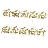 KOMBIUDA 10 Stk Dinosaurier-Kucheneinsatz Tortenverzierungen aus Papier Geburtstag Vorspeise Topper birthday cake decoration birthday cake topper Cartoon-Geburtstagstorte Topper Golden