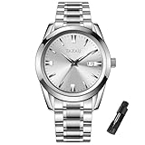 Taxau Edelstahl Herrenuhren Männer Armbanduhren wasserdichte Analog Quarz Herrenuhr mit Leuchtend Datum-Geschäftsuhren als Freizeitgeschenk