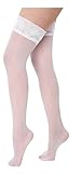 Mytoptrendz® Durchsichtige halterlose Strümpfe mit Spitze für Damen, weiß, M