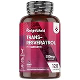 Trans - Resveratrol mit Quercetin 550mg - 4 Monate Vorrat - Alternative zu Pulver - 120 vegane Kapseln - Frei von Magnesiumstearat - Japanischer Knöterich von WeightWorld