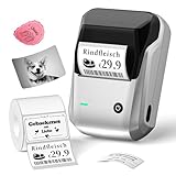 NIIMBOT B1 Etikettendrucker mit Wasserfeste Breite Etiketten Selbstklebend, Tragbarer Beschriftungsgerät Bluetooth Label Printer aufkleber drucker für schulbedarf, Preisschilder, Logo, Adresse, Silber