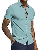 PJ PAUL JONES Herren Hemd Kurzarm Businesshemd Regular fit Sommer Freizeit Hemd (Hellblau, M)