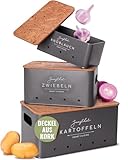 JUNGTHAL Kartoffel Aufbewahrungsbox | 3er Set | Aufbewahrung für Kartoffeln, Zwiebeln & Knoblauch | Zwiebeltopf, Kartoffelbox, Kartoffelkiste | Anthrazit