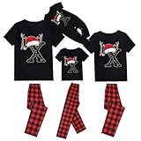 Generisch Schlafanzug frottee Schlafanzug Kinder Elegant Weihnachts Pyjama Passende Familien Pyjama Sets Langarm Schlafanzug Zweiteiler Tops und Pants Xmas Komfort Nachtwäsche