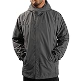 ANAYSN Herren Regen Jacke mit Kapuze wasserdicht leichte Jacke und Reißverschlusstaschen Regenmantel für Outdoor Camping Wandern (Grau, XXL)