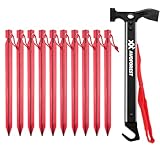 Camping Hammer mit 10 PCS Zelt Heringe,AVOFOREST Hammer aus Aluminium, Outdoor-campinghammer, Multifunktionaler Hammer für Zeltheringe mit Aufbewahrungstasche