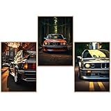 GrowArt - einzigartiges Set aus 3 kultigen BMW-Postern im A3-Format ohne Rahmen | hochwertiger Fotodruck | außergewöhnliche Wanddekoration für Autoliebhaber