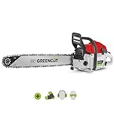 GREENCUT GS720X - Benzin-Kettensäge, 2-Takt 72cc Verbrennungsmotor, 24' gezahnte Führungsschiene, zum Fällen und Beschneiden, ergonomischer Führungsholm
