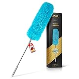 ALX Staubwedel, Waschbar, Mikrofaser, Staubwischer, Teleskop Staubwedel ausziehbar bis 260cm. Stilvolle Reinigung für EIN makelloses Zuhause (Blau)