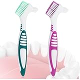 COMNICO Prothesenbürsten, 2-teilig Prothesen-Reinigungsbürste Hochwertige Hygiene-Zahnprothesen-Zahnbürsten zur Zahnprothesenpflege Mehrschichtige Weiche Borsten Zahnersatzbürste für Prothesenpflege