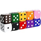 10X Würfelset Bunt 16mm – Spielwürfel aus Acryl, 6-seitig für Tischspiele & Zubehör