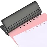 BATINO 6 Fach Locher Binder Puncher, Büro Binder Puncher für Verstellbare Abstände Metall Locher für A3 A4 A5 A6 B3 B3 B4 B5 B6 B7 Größe Sechs Ringbuch Planer,8 Blatt Stanzkapazität