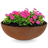 matches21 Pflanzschale für draußen - große Dekoschale in Rost-Optik rost-braun als Blumentopf Pflanztopf - hohe Schale in 30 cm für Garten, Balkon oder Friedhof als Grab-Schmuck