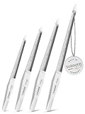 TITANIA Solinger Saphir Nagelfeilen Set – 4 Doppelt Gewölbte Profi-Nagelfeilen (12/15/17/20 cm) mit Weißem Griff – Passt sich der Natürlichen Nagelform an – Für Maniküre & Pediküre