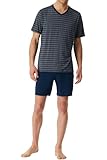 Schiesser Herren kurzer Schlafanzug Pyjama Kurz Long Life - 183117, Größe Herren:56, Farbe:dunkelblau