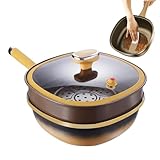 Freing Pan - Frittierbrot ohne Metallstäbe, groß, tiefer mit Deckel, Küchenzubehör zum Kochen von Eiern, Pancake, elektrischer Induktionskoch, Camping