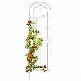 Weißes Rankgitter für Kletterpflanzen, Metallplatte für Rosen, Gemüse und Obst, für Innen- und Außenbereich, dekorative Pflanzenstütze (200 x 50 cm)