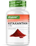 Astaxanthin 12 mg - 60 Softgel-Kapseln (4-Monatsvorrat) - Hergestellt aus Haematococcus Pluvialis-Mikroalge - Mit Vitamin E und Olivenöl